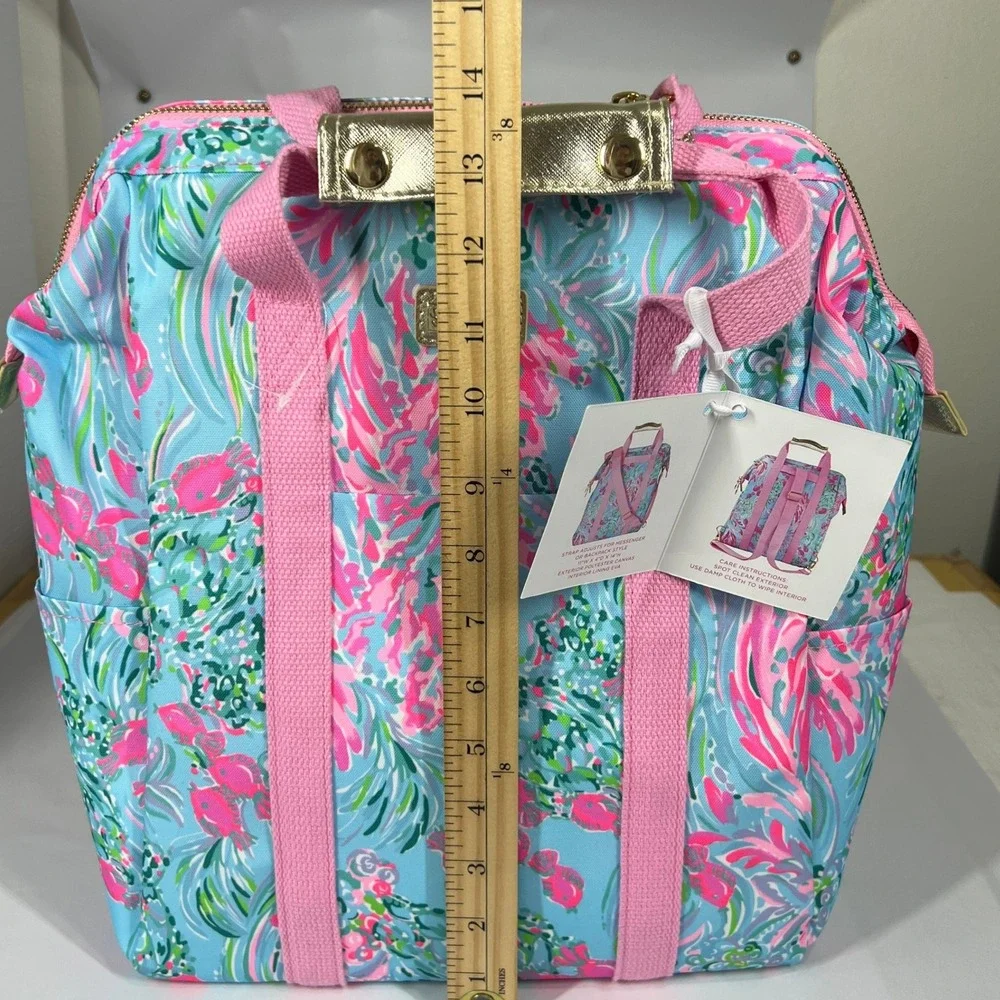Lilly Pulitzer Backpack Cooler Beach Party Insulated‎ Lunch Box Turquoise Pink
